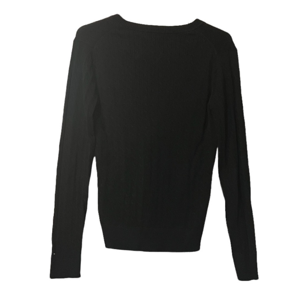 Tommy Hilfiger V-Neck Sweater Black Size Medium Knit Preppy Academia Professor - Picture 2 of 3